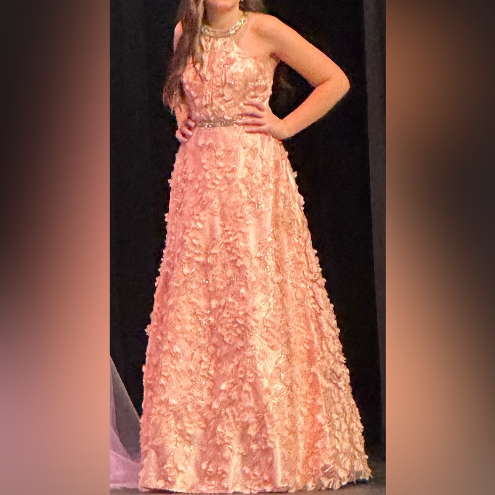 Johnathan Kayne Peach Floral Formal Gown Size 4